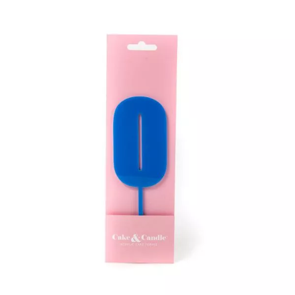 Cake and Candle Mega 0 Topper - Blue