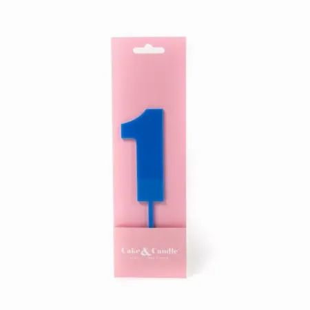Cake and Candle Mega 1 Topper - Blue