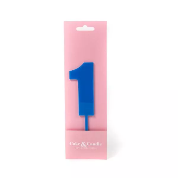 Cake and Candle Mega 1 Topper - Blue