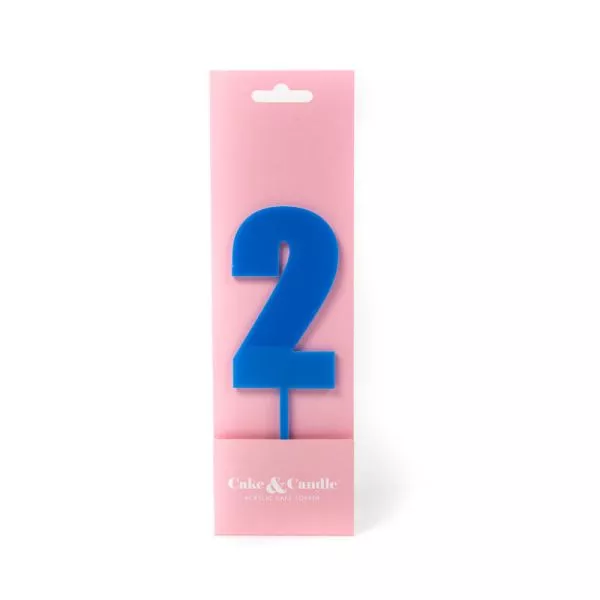 Cake and Candle Mega 2 Topper - Blue