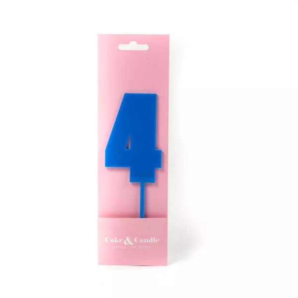 Cake and Candle Mega 4 Topper - Blue