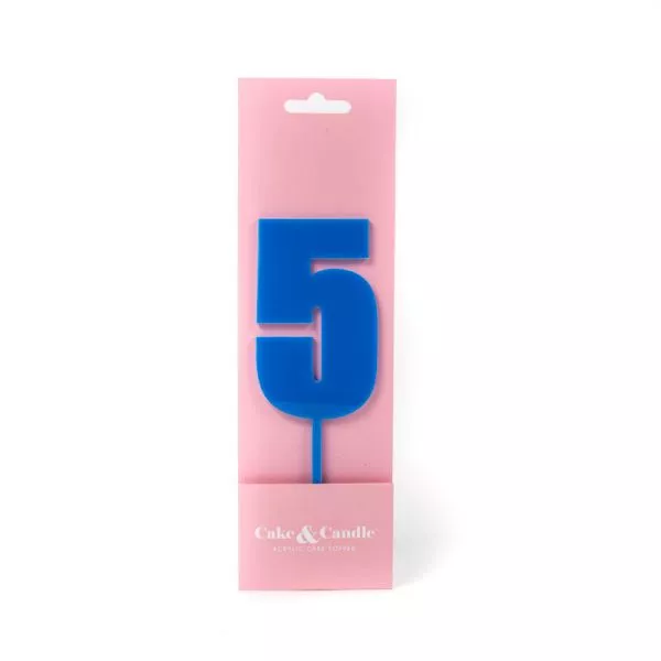 Cake and Candle Mega 5 Topper - Blue