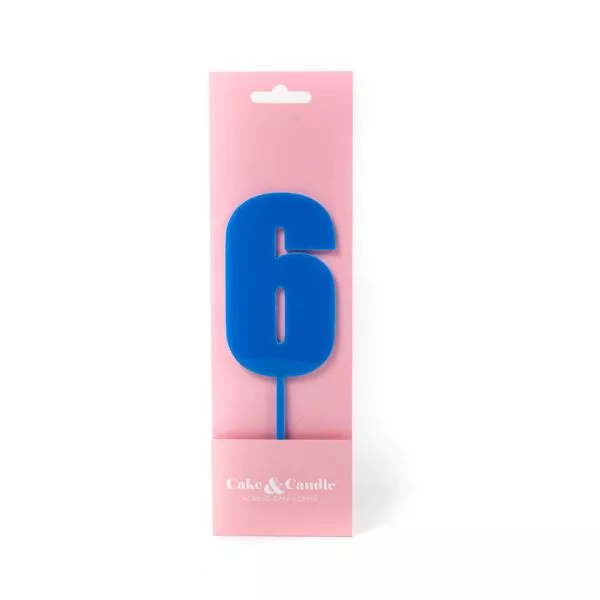 Cake and Candle Mega 6 Topper - Blue
