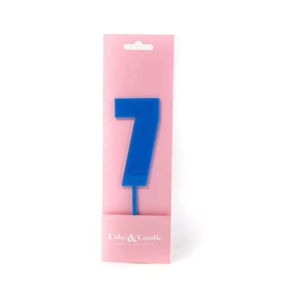 Cake and Candle Mega 7 Topper - Blue