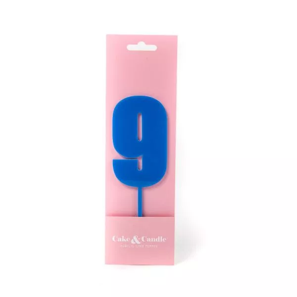 Cake and Candle Mega 9 Topper - Blue
