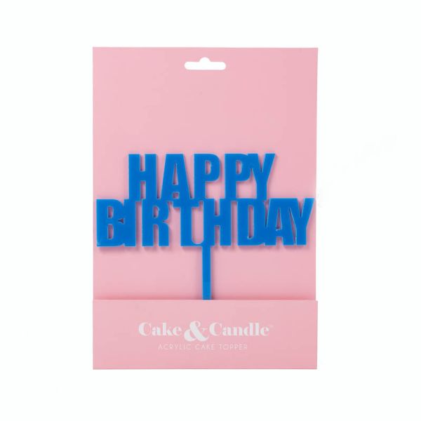 Shop Bold Happy Birthday Topper Blue cake and candle Coast Cakes