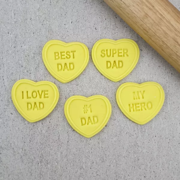 Custom Cookie Cutters Candy Heart Super Dad Set