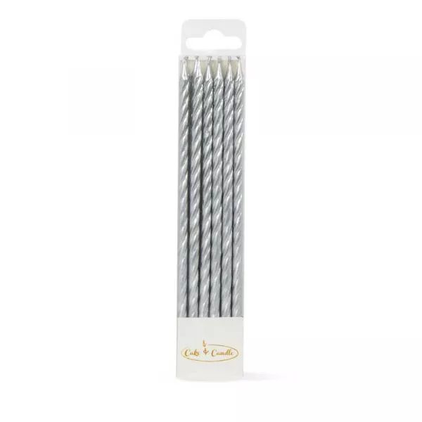 Cake and Candle Silver Spiral Candles
