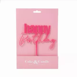 Cursive Happy Birthday Topper - Pink