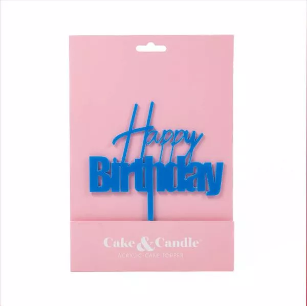 Cake and Candle Fun Happy Birthday Topper - Blue