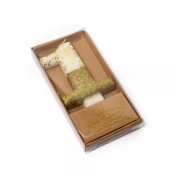 Cake and Candle 8cm Number 1 Glitter Dipped Candle