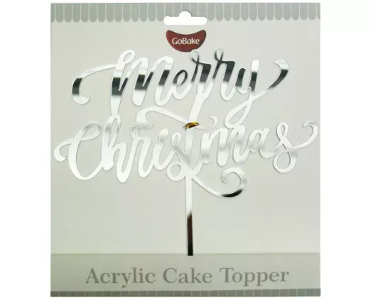 GoBake Silver Merry Christmas Topper