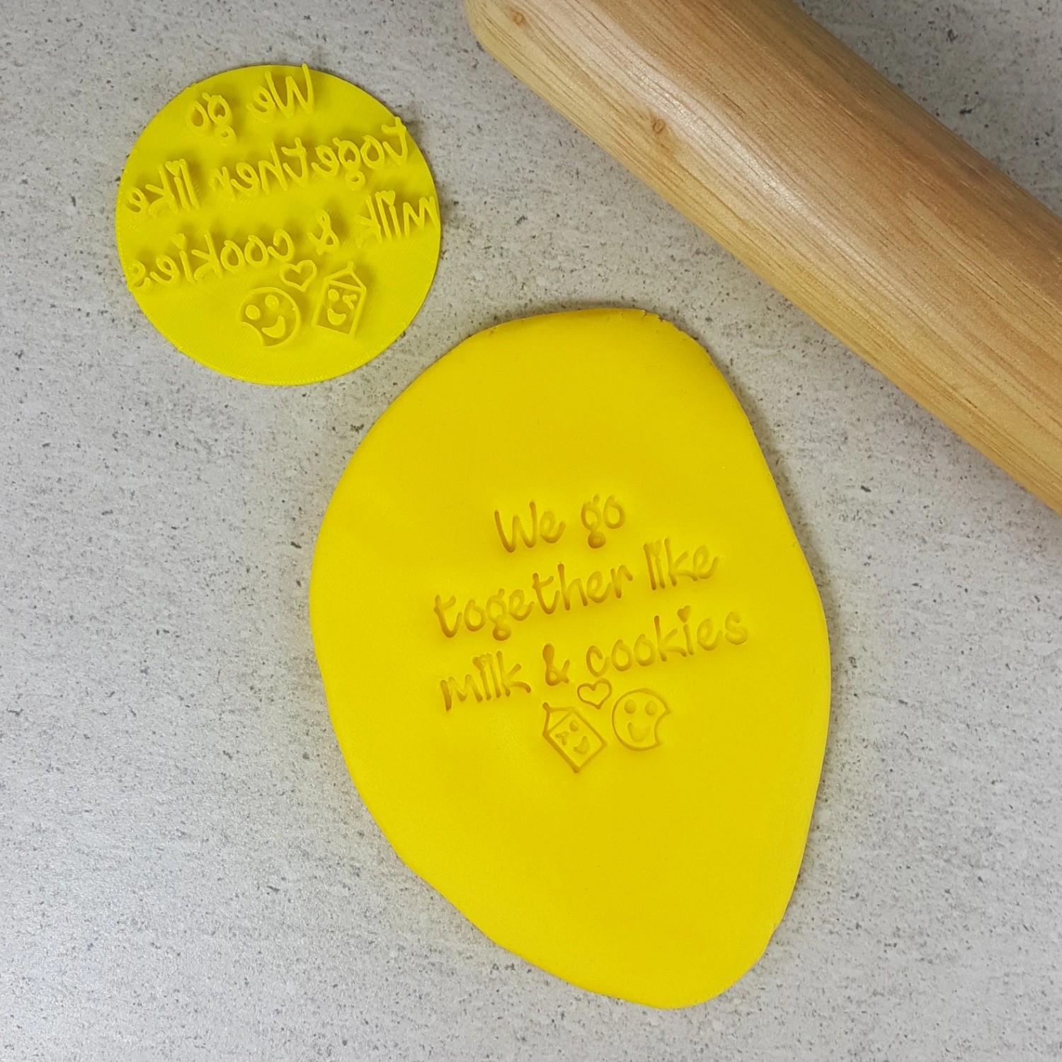 Custom Cookie Cutters We Go Together Like Milk & Cookies Embosser