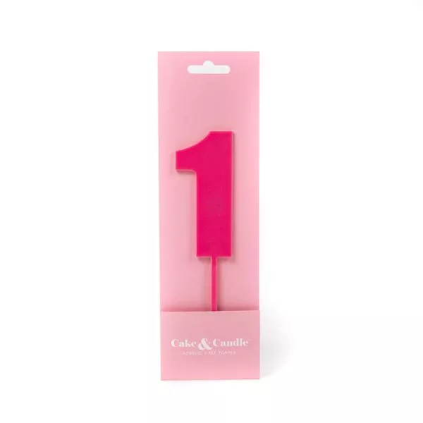 Cake and Candle Mega 1 Topper - Pink
