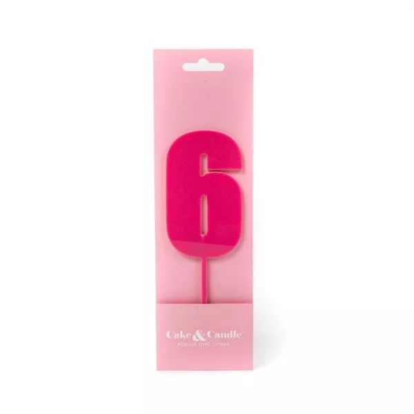 Cake and Candle Mega 6 Topper - Pink