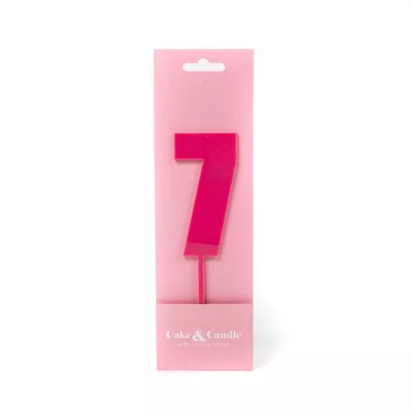 Cake and Candle Mega 7 Topper - Pink