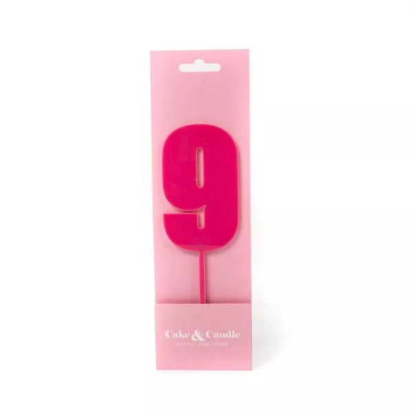 Cake and Candle Mega 9 Topper - Pink