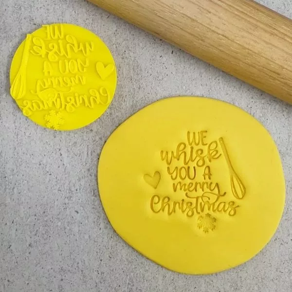 Custom Cookie Cutters We Whisk You a Merry Christmas Embosser