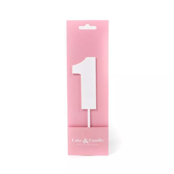 Cake and Candle Mega 1 Topper - White