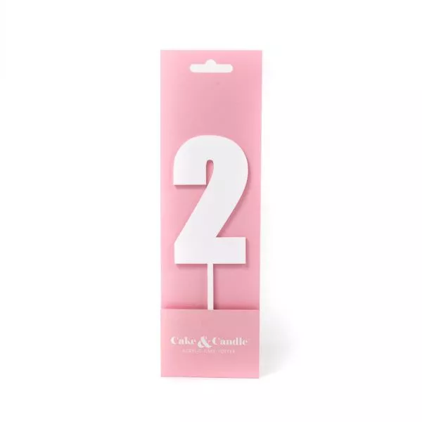 Cake and Candle Mega 2 Topper - White