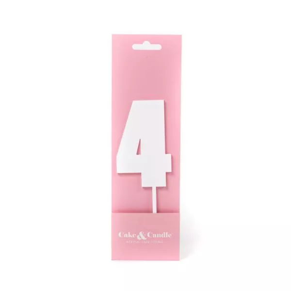 Cake and Candle Mega 4 Topper - White