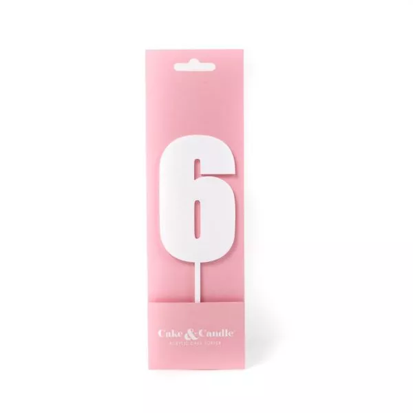 Cake and Candle Mega 6 Topper - White