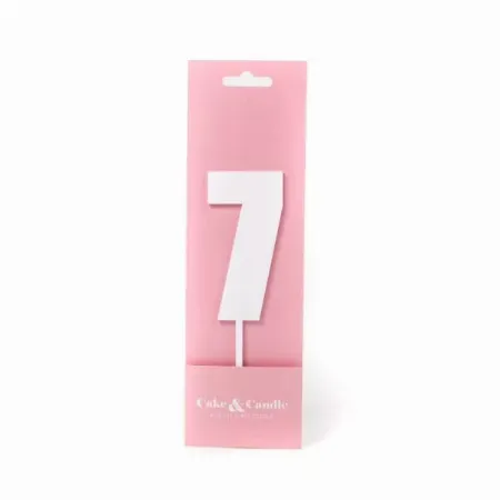 Cake and Candle Mega 7 Topper - White