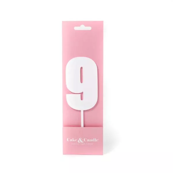 Cake and Candle Mega 9 Topper - White