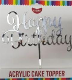 Silver Happy Birthday Topper