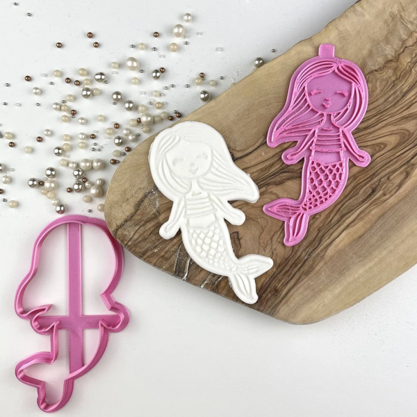 Cute Mermaid Under The Sea Cookie Cutter and Stamp
