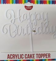 White Happy Birthday Topper